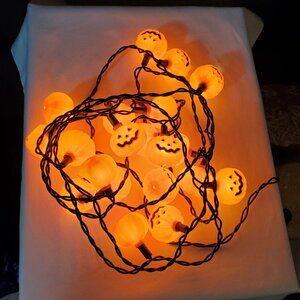 Vintage Halloween Pumpkin Jack O Lantern Blow Mold String Light Set of 20